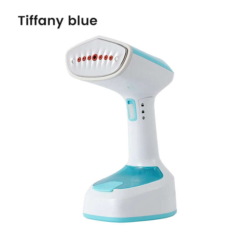 Velmora Living foldable garment steamer with fast-heat technology, shown with steam nozzle and compact design for quick clothing steaming.
