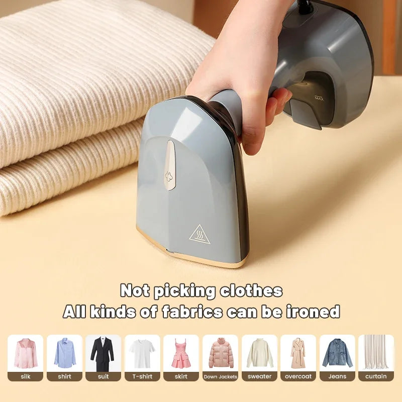Velmora Living foldable garment steamer with fast-heat iron for quick and efficient fabric steaming, shown in a compact design.