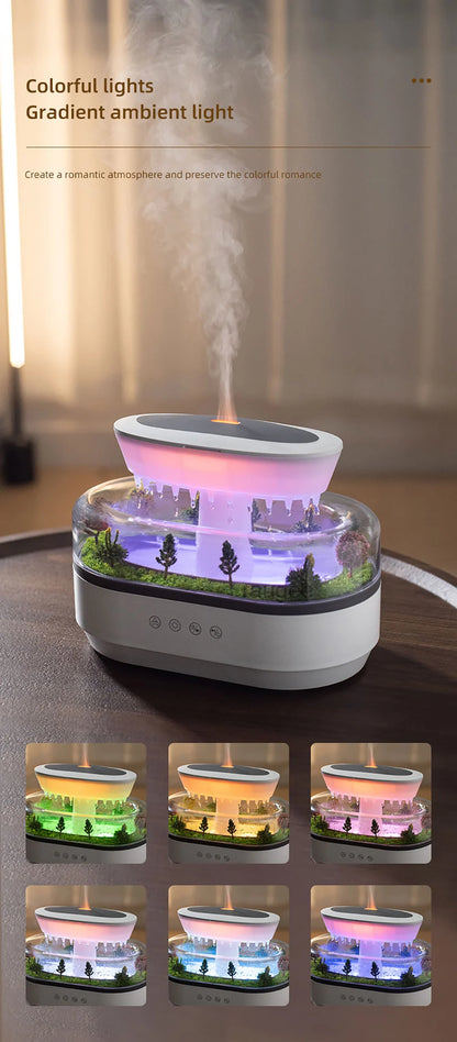 Velmora Living humidifier essential oils diffuser in raindrop design, showcasing its sleek white body and mist outlet.