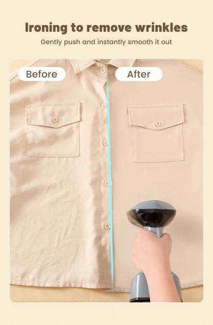 Velmora Living foldable garment steamer with fast-heat iron for quick and efficient fabric steaming, shown in a compact design.