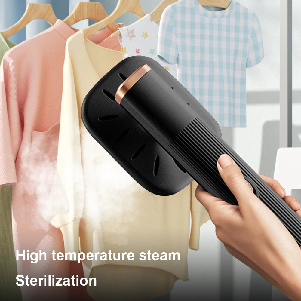 Velmora Living handheld iron steamer with 360° rotation, featuring dry and wet steam options for versatile clothing ironing.