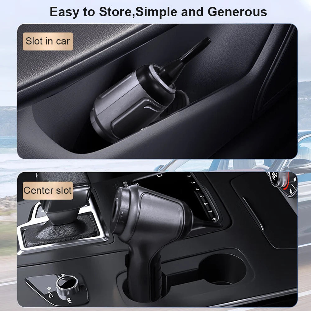 Velmora Living car vacuum cleaner with strong suction and compact design for effective vehicle interior cleaning.
