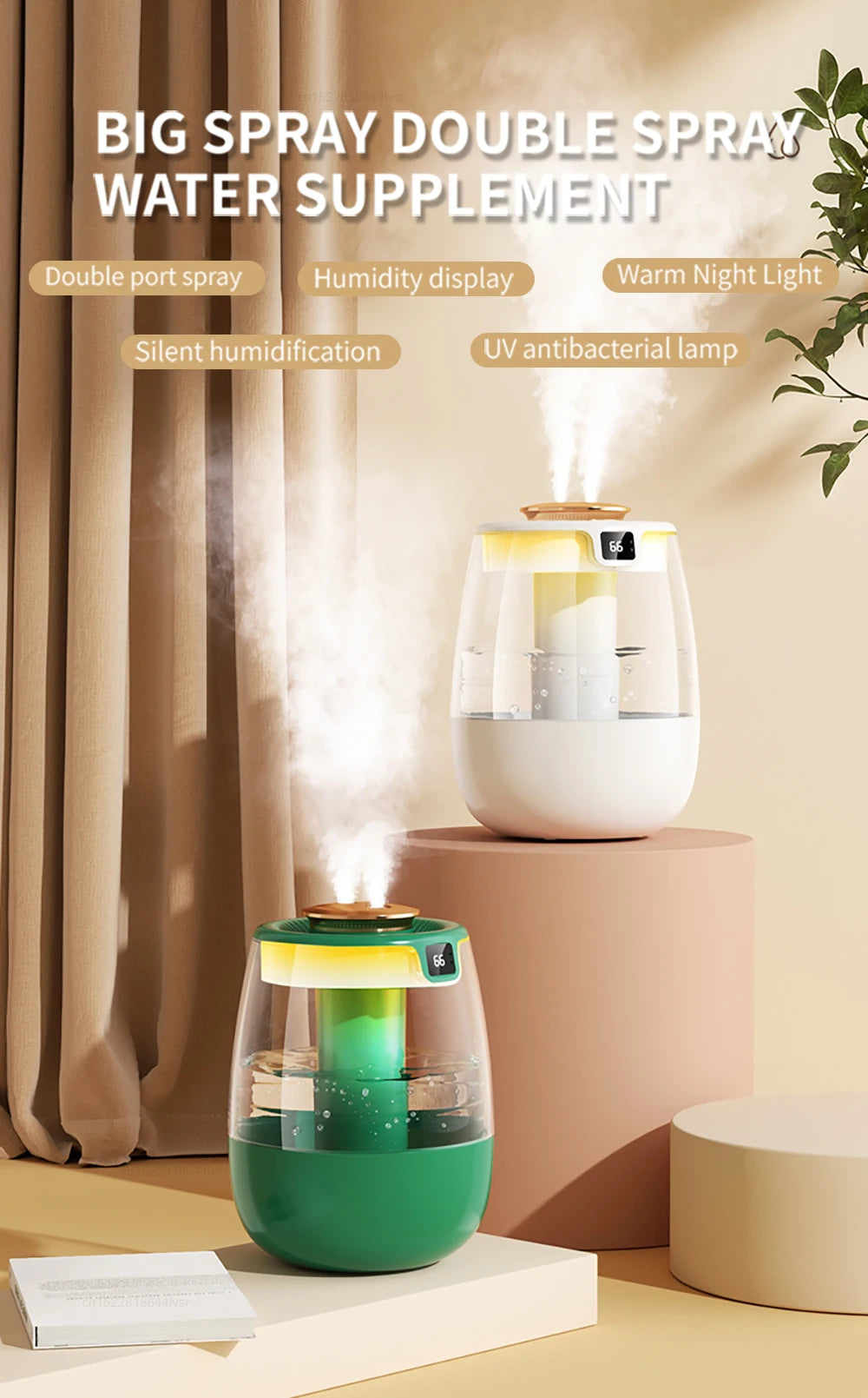 Velmora Living large capacity air humidifier with sleek white design and adjustable control for optimal room humidity.