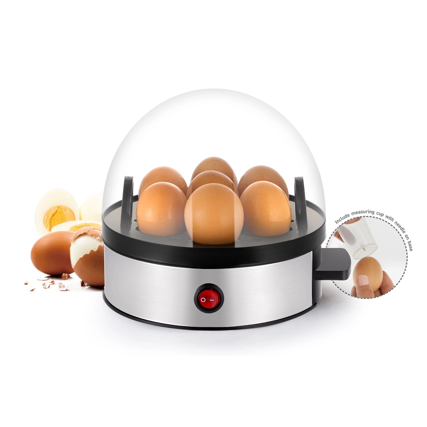 Velmora Living electric egg boiler and steamer multifunctional cooker with digital controls and stainless steel design.