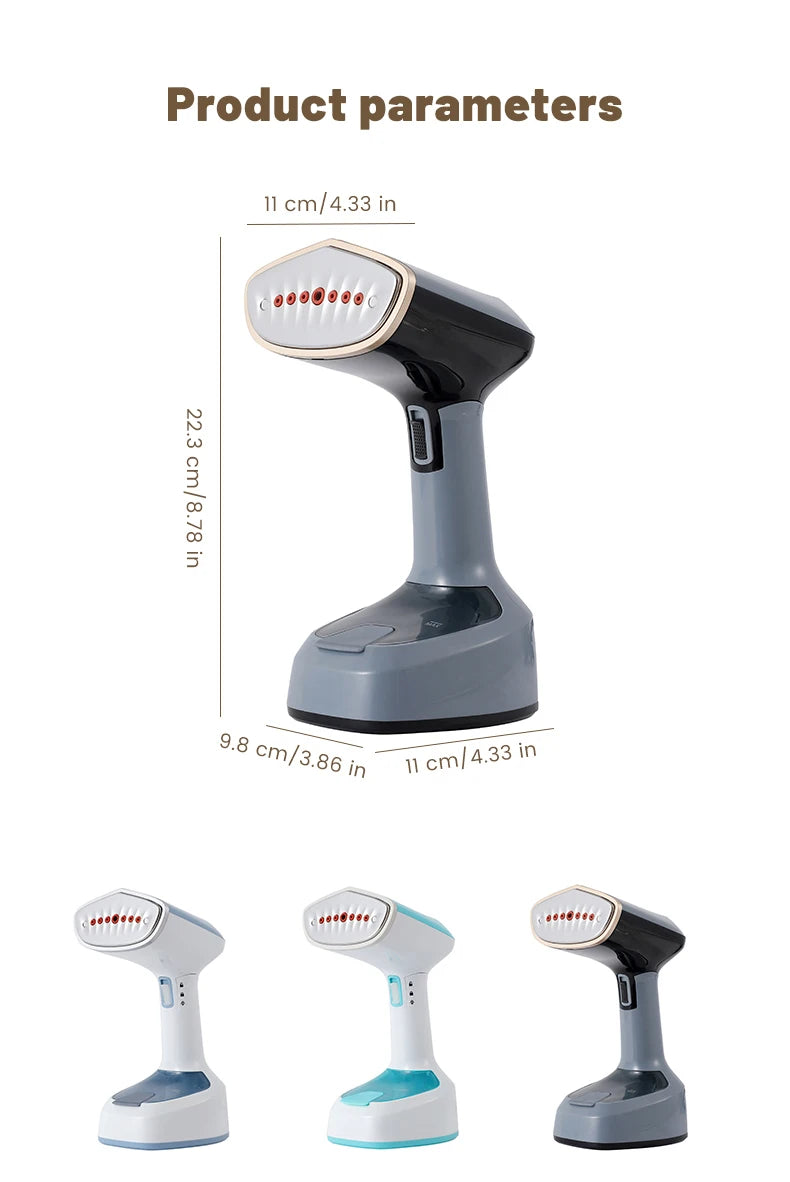 Velmora Living foldable garment steamer with fast-heat technology, compact design for easy clothing steaming and wrinkle removal.