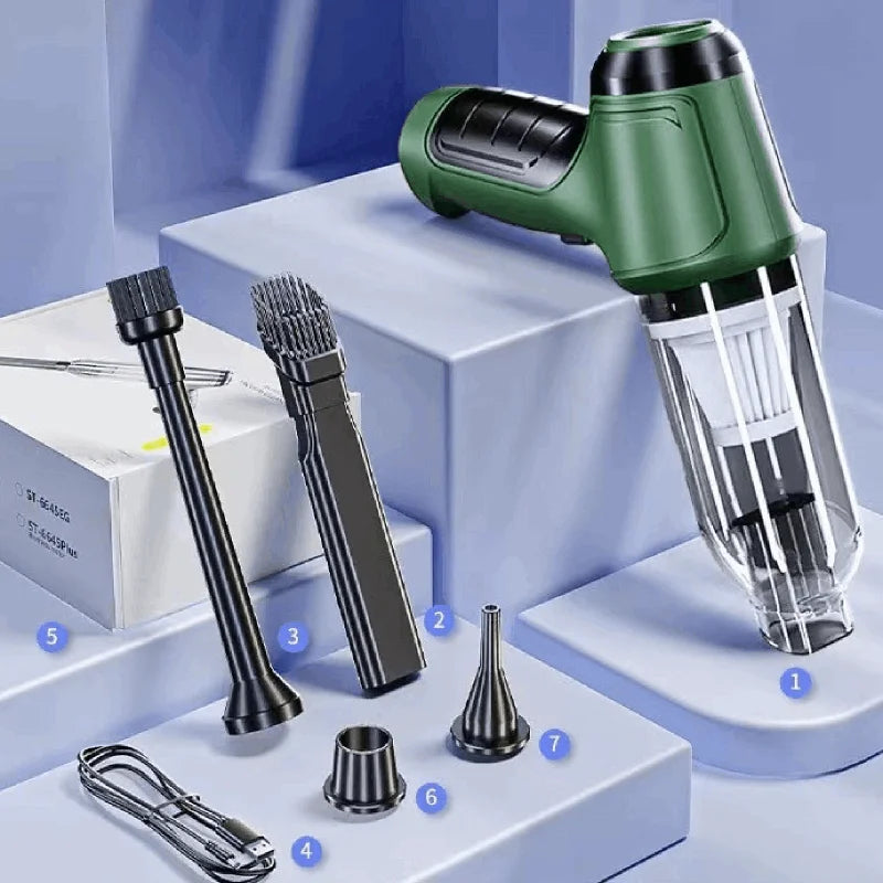 Velmora Living car vacuum cleaner with strong suction, handheld device for efficient interior cleaning and dust removal.