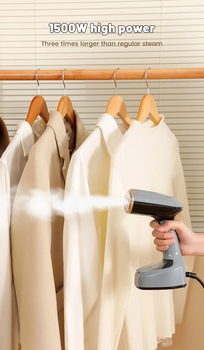 Velmora Living foldable garment steamer with fast-heat technology, compact design, and handheld iron for quick clothes steaming.