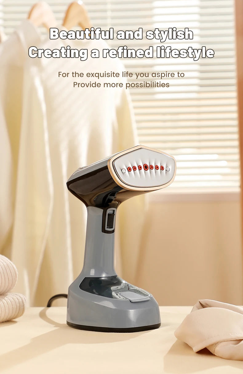 Velmora Living foldable iron and garment steamer with fast-heat technology, compact design for quick and easy clothing steaming.