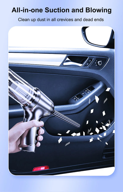 Velmora Living car vacuum cleaner with strong suction for effective cleaning of car interiors and upholstery.