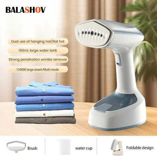 Foldable Velmora Living garment steamer with fast-heat technology, compact design, and handheld iron for quick wrinkle removal.