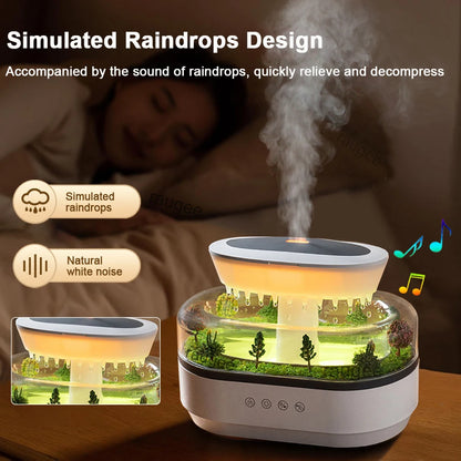 Velmora Living Raindrop humidifier and essential oils diffuser showing a sleek white design with mist and aroma chambers