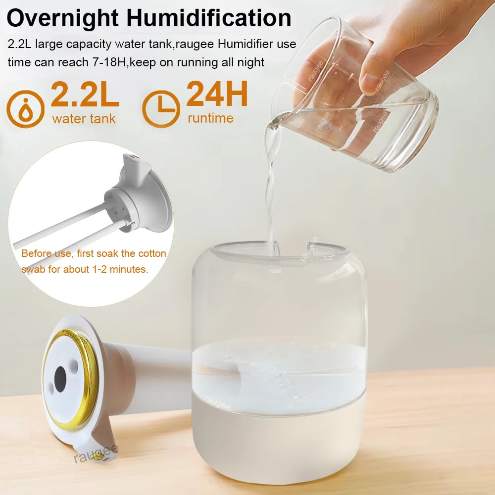 Large capacity Velmora Living air humidifier with sleek design, showing the device emitting mist for home moisture control.