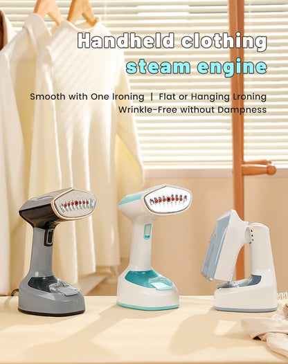 Velmora Living foldable garment steamer with fast-heat iron, compact design for quick and easy fabric steaming.