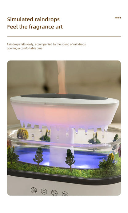 Velmora Living humidifier essential oils diffuser Raindrop design with water mist and LED lights for aromatherapy and air moisture.