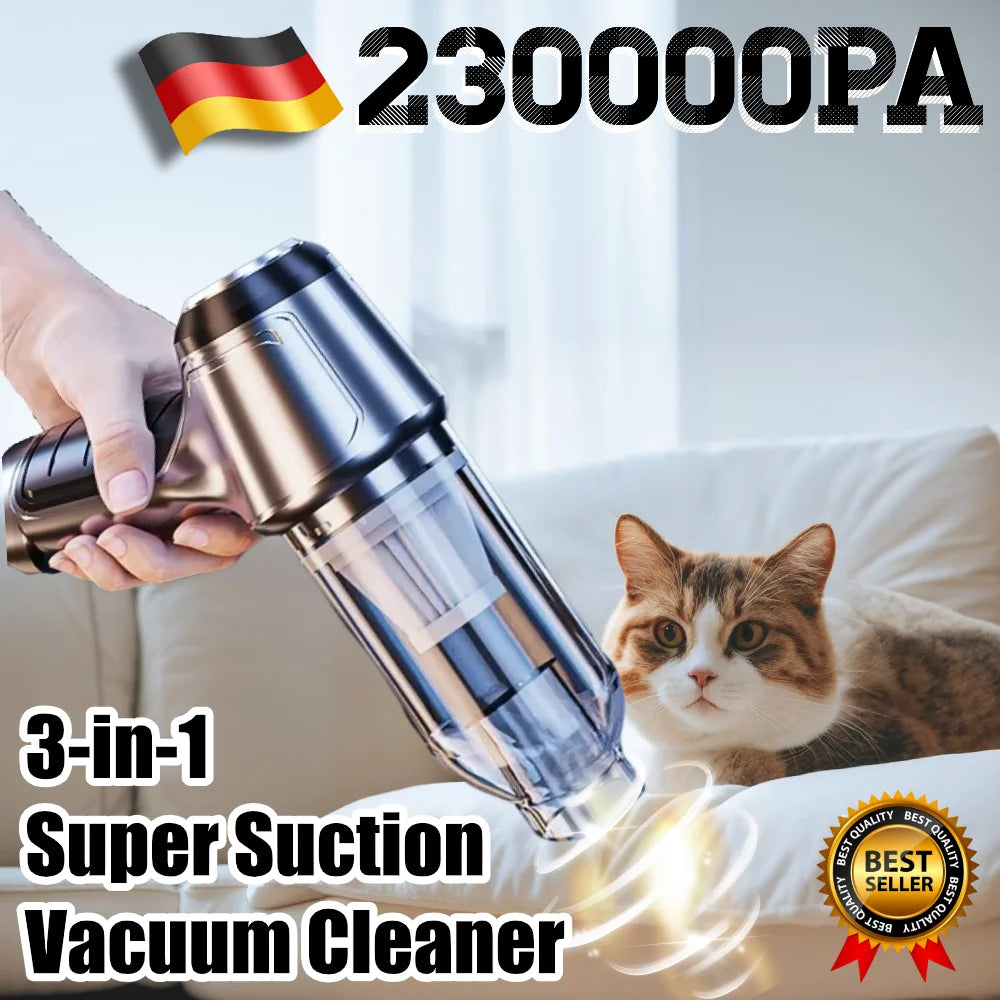 Velmora Living car vacuum cleaner with strong suction and compact design for efficient vehicle cleaning.