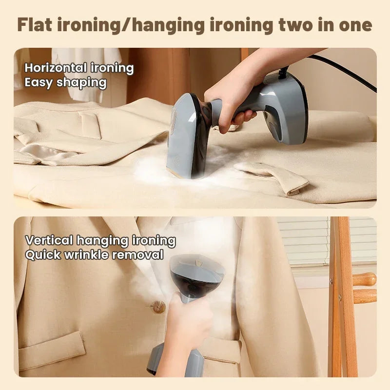 Velmora Living foldable garment steamer with fast-heat technology, compact design, and handheld iron for quick wrinkle removal.