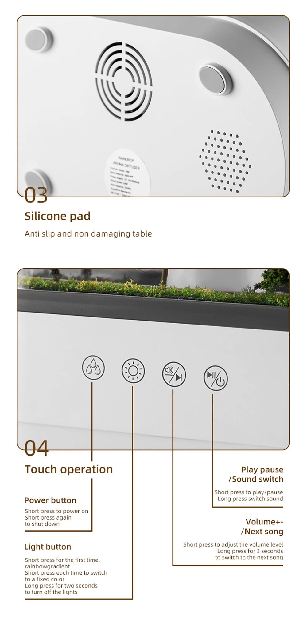 Velmora Living humidifier essential oils diffuser with raindrop design, showcasing a sleek appliance with mist and aroma features.