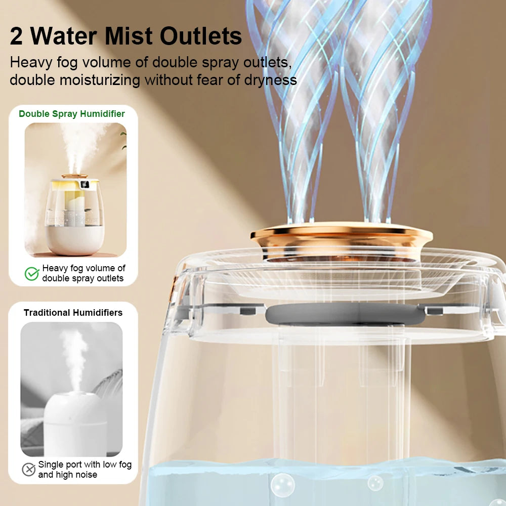 Velmora Living large capacity air humidifier with sleek design, showcasing its water tank and adjustable mist outlet.